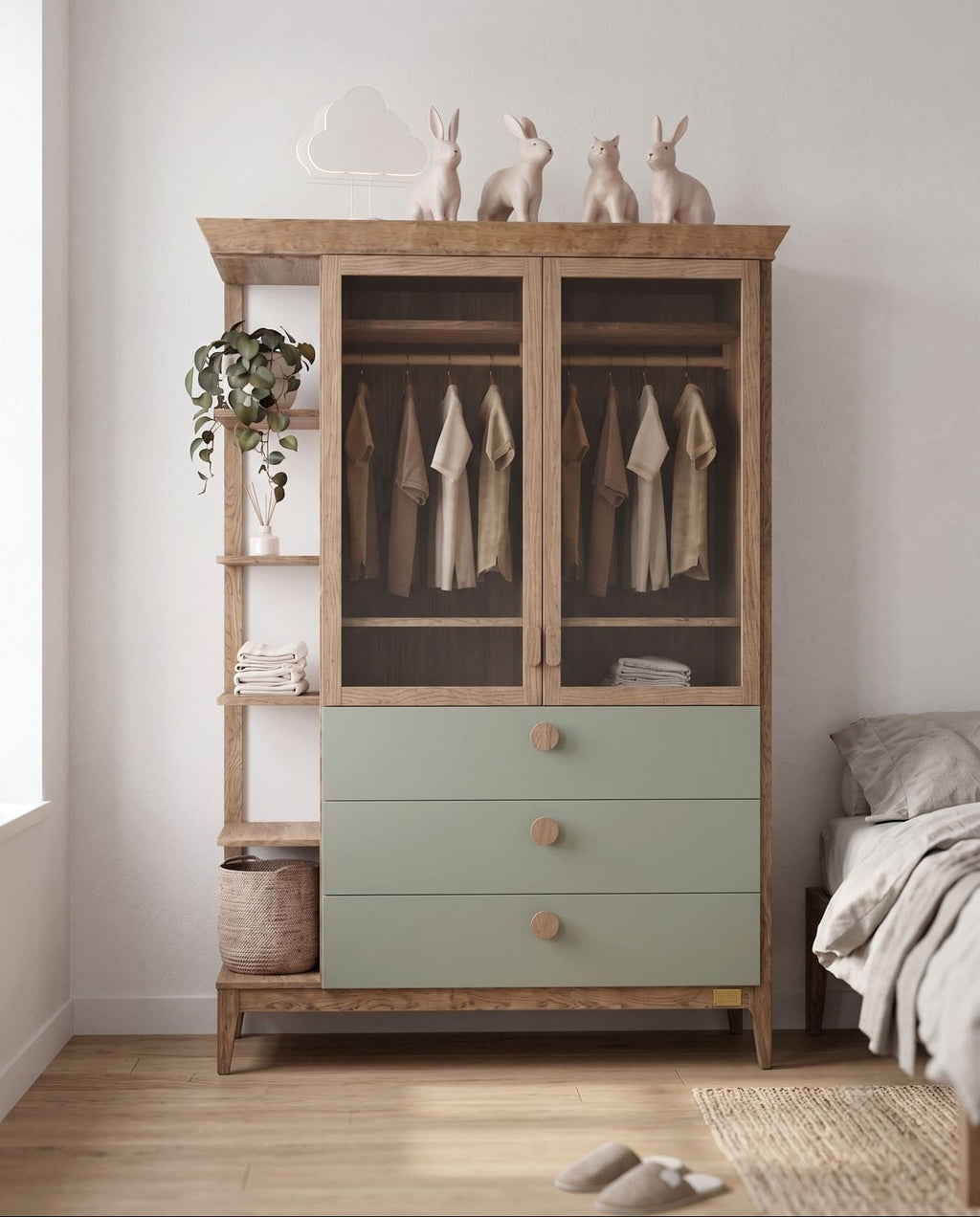 Sage Green & Oak Wardrobe