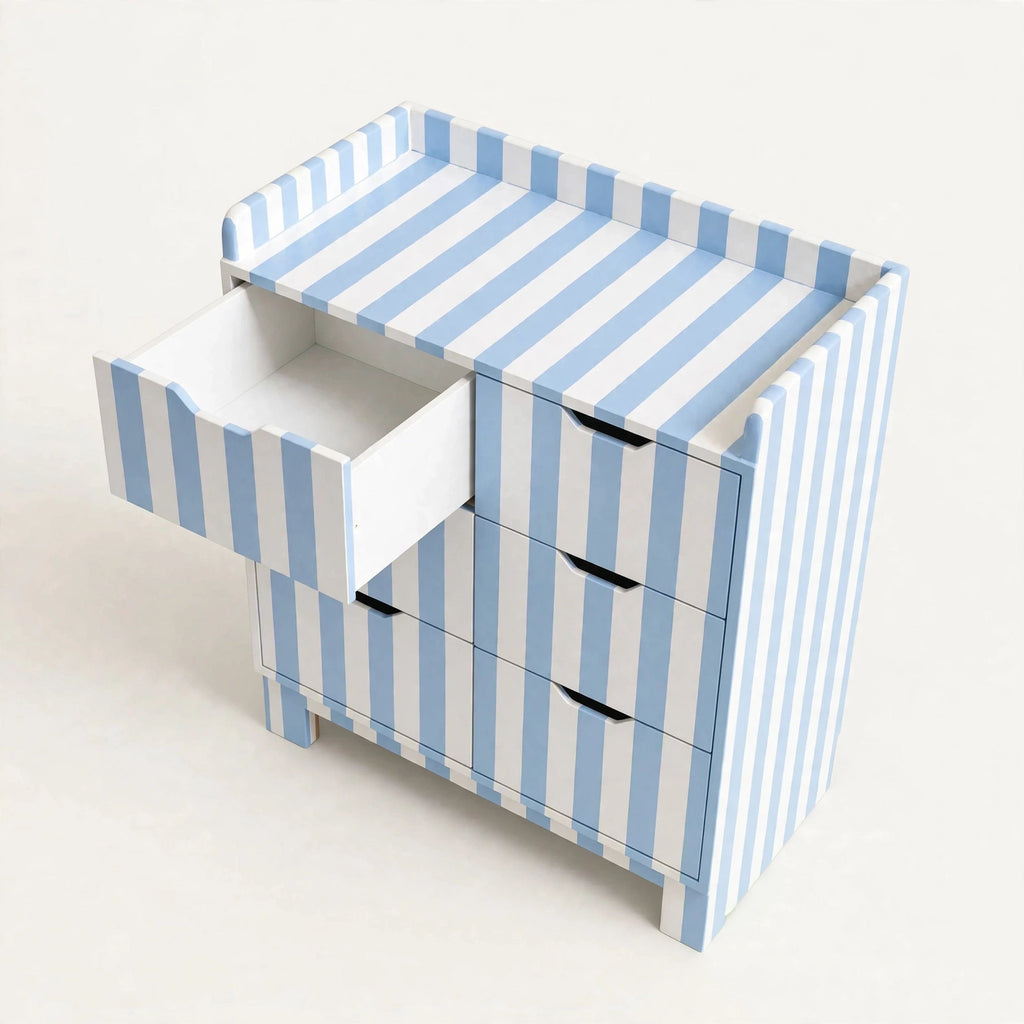 blue&white changing table