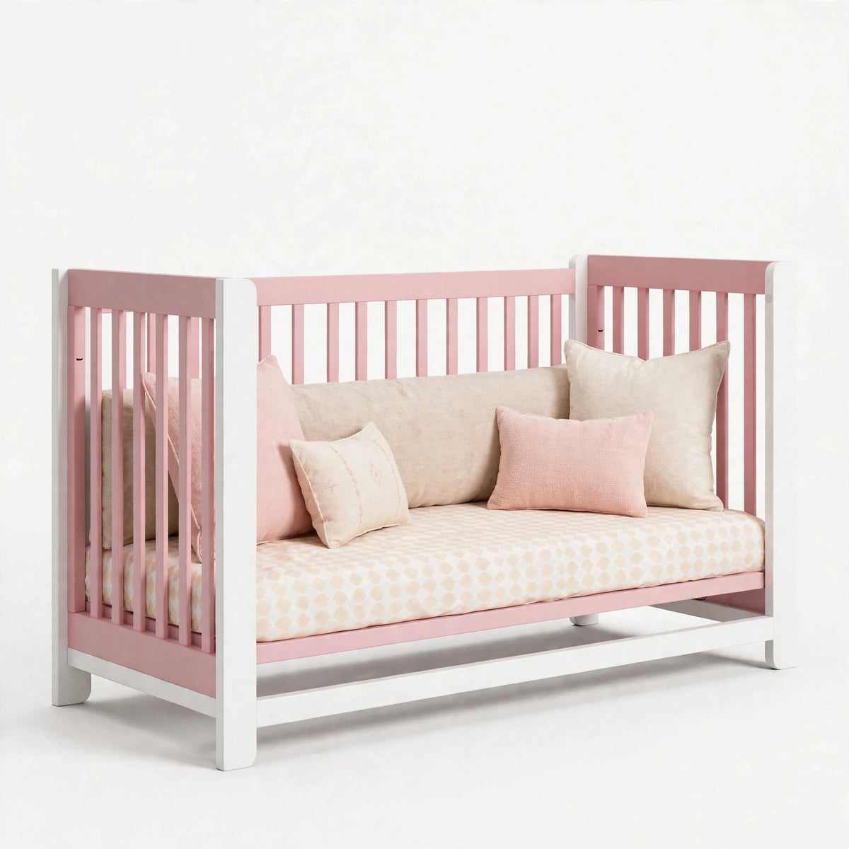 Dusty Rose & White crib