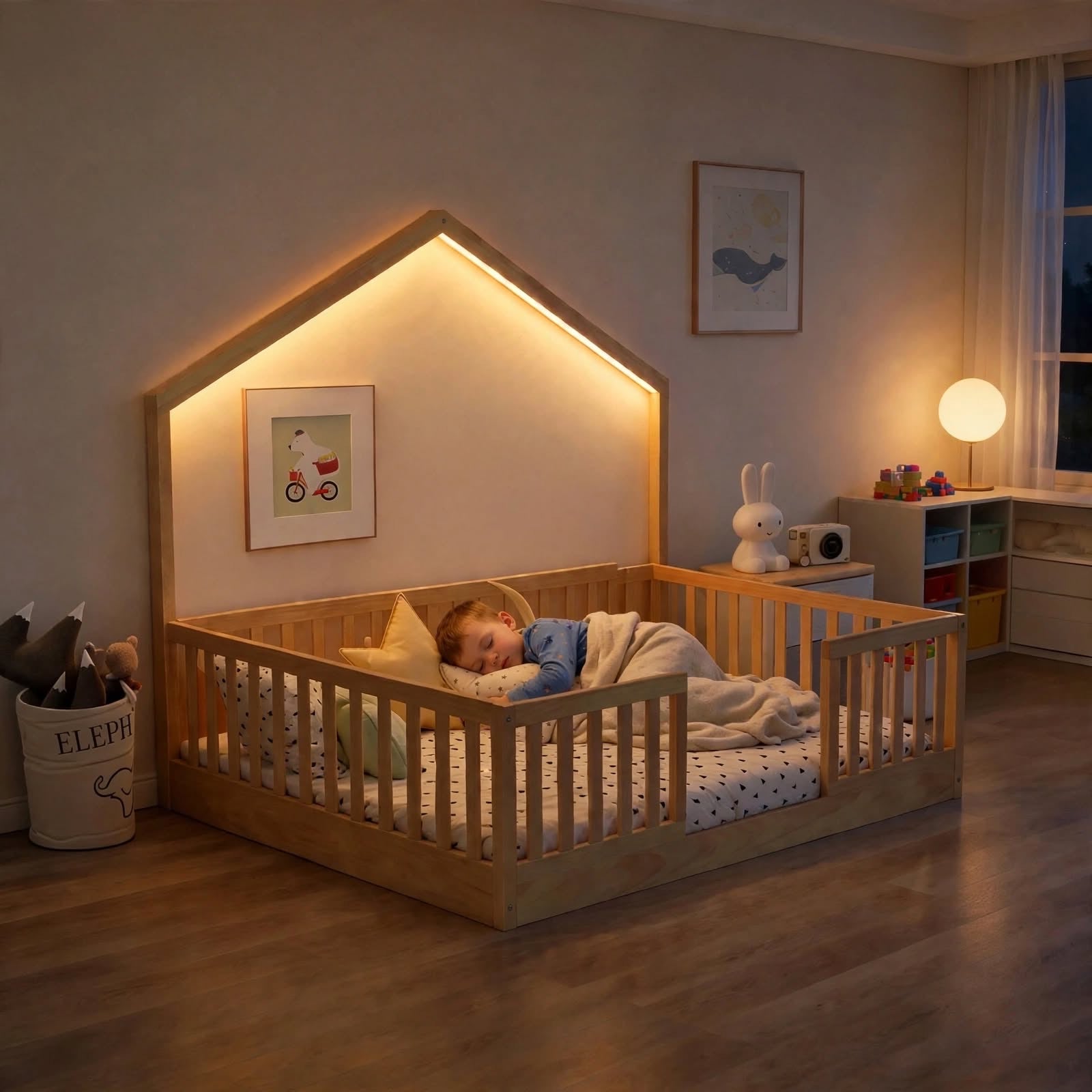 Wooden Montessori Bed with Light