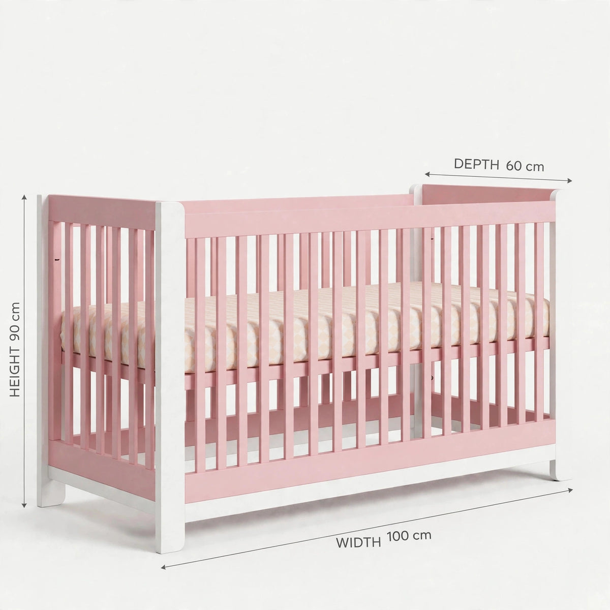 Dusty Rose & White crib