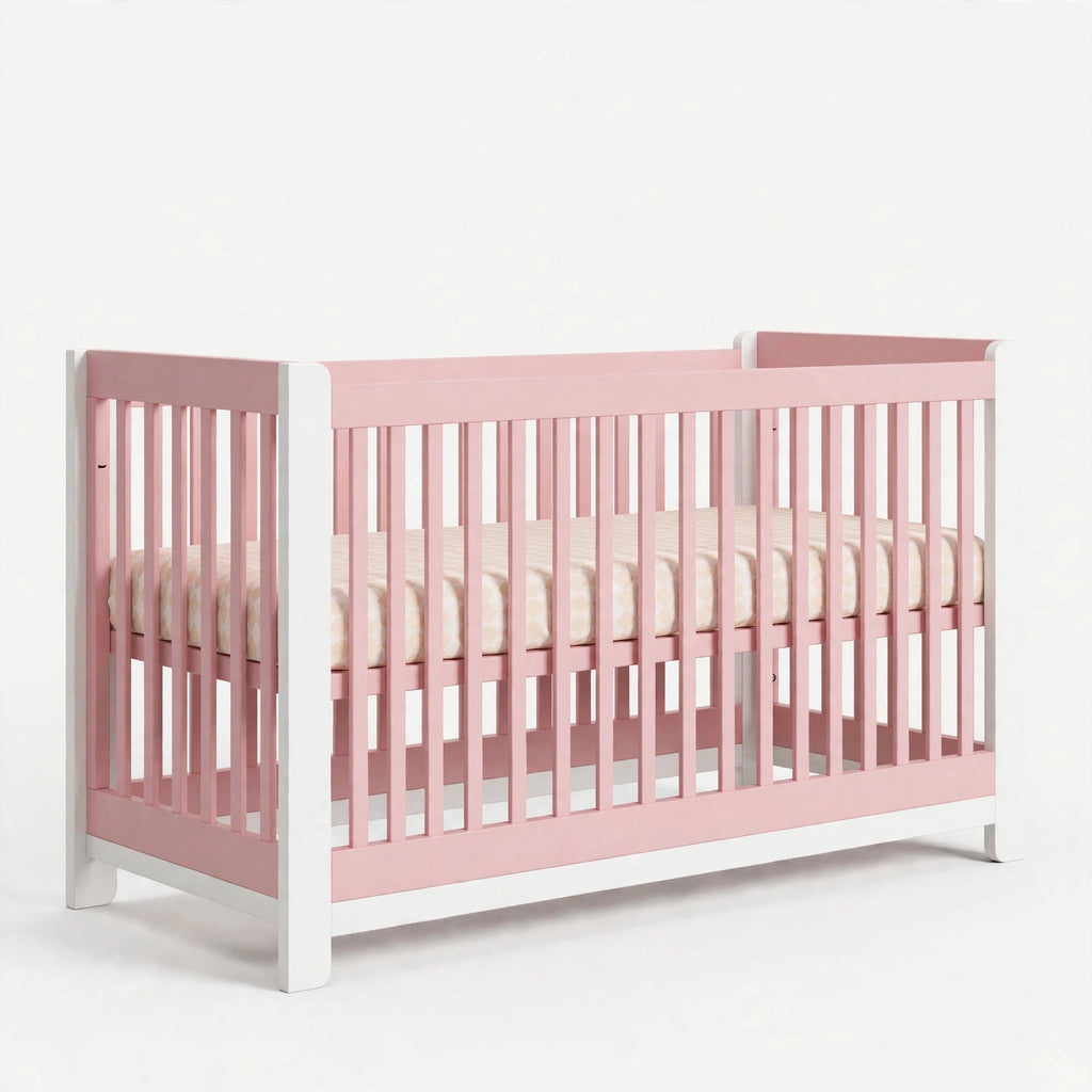 Dusty Rose & White crib