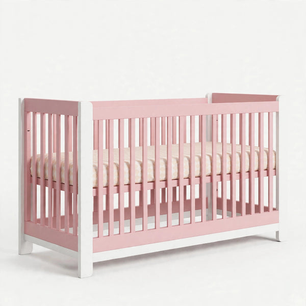 Dusty Rose & White crib